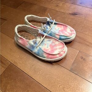 Hey Dude Kids Tie-Dye Sneakers - Pink and Blue